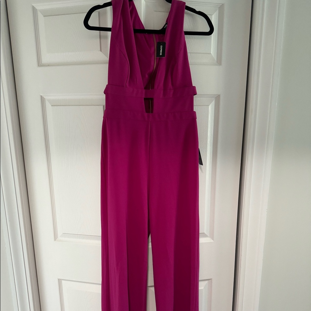 NWT EXPRESS hot pink cut out jumpsuit